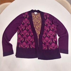 Coldwater Creek Purple and Gold Women's Cardigan